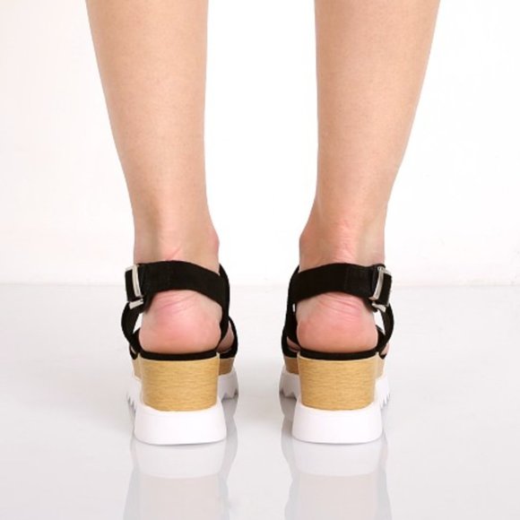 Sol Sana Traci chunky black suede wedge sandals w ankle strap - Picture 6 of 8